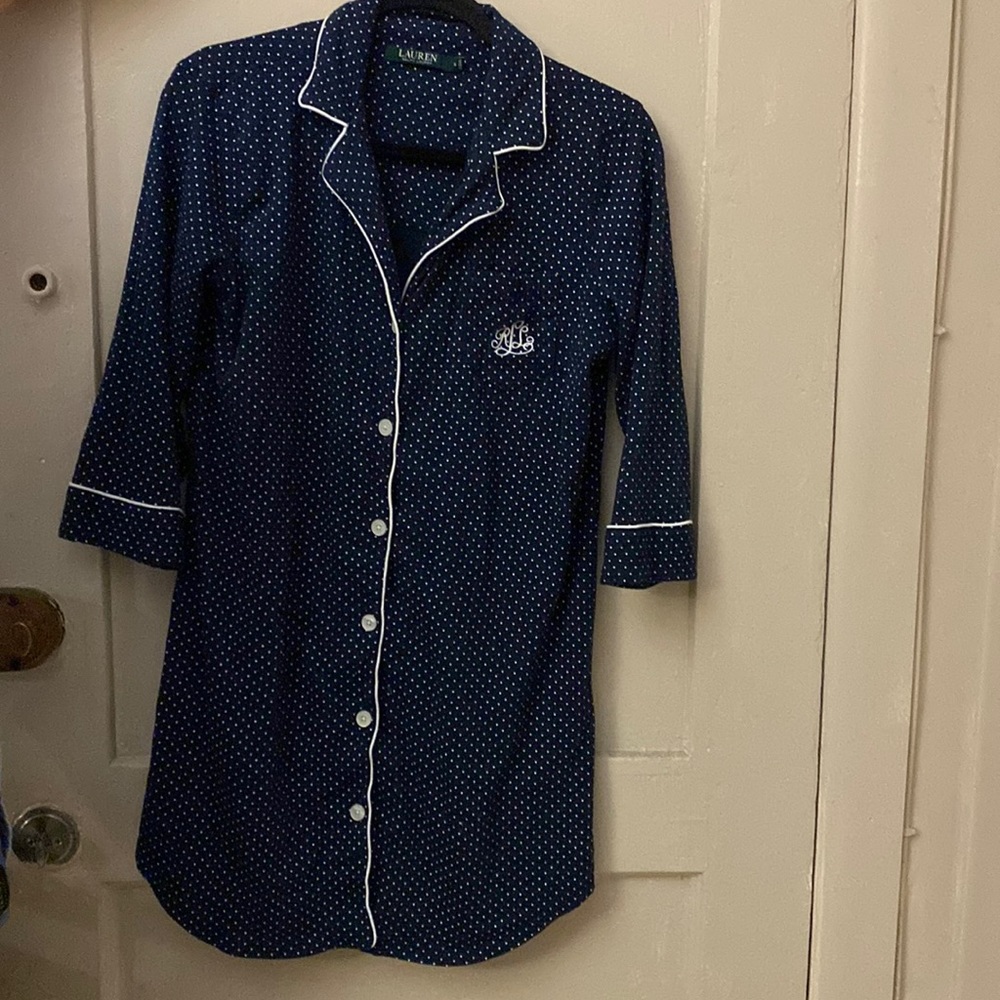 Women’s Lauren Ralph Lauren Navy Blue Polka Dotted Pajamas Size S
